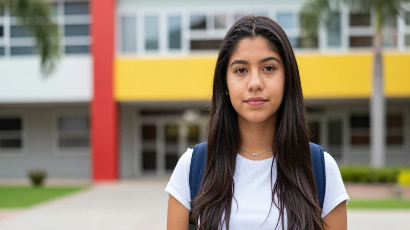 Estudiante mexicano moderno en campus con iluminación cinematográfica