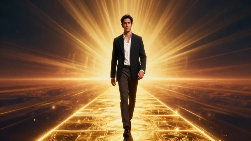 Joven mexicano camina hacia un horizonte dorado