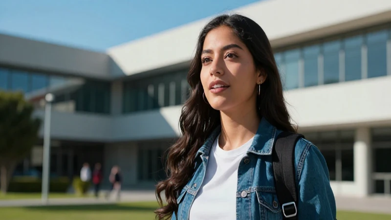 Estudiante mexicano entusiasta en campus vibrante y moderno