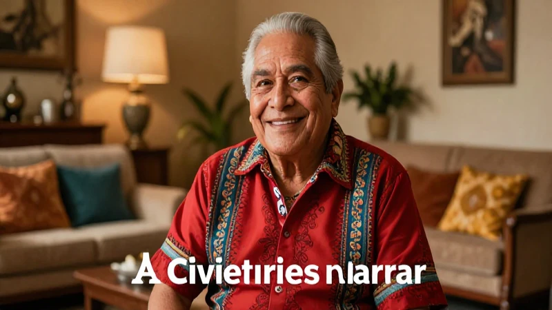 Feliz adulto mexicano en retiro, fotografía vibrante