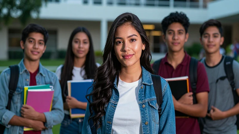 Estudiantes mexicanos exitosos en un campus vibrante