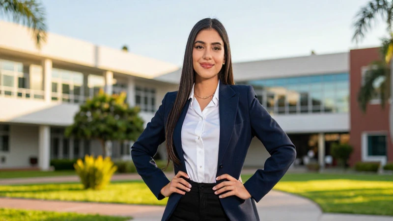 Atractivo estudiante mexicano en campus universitario