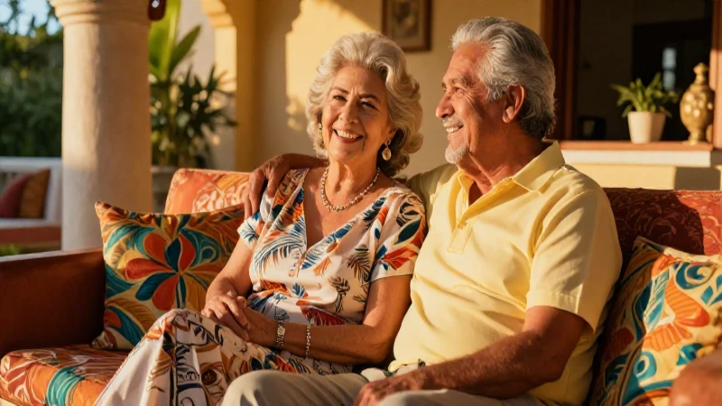 Pareja mexicana feliz en lujo soleado
