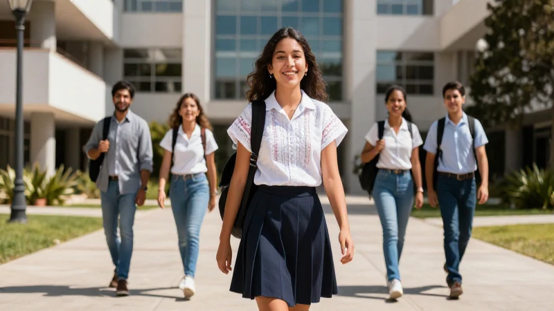 Estudiante mexicano camina seguro por el campus