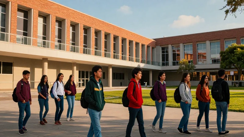 Estudiantes mexicanos modernos en un campus vibrante