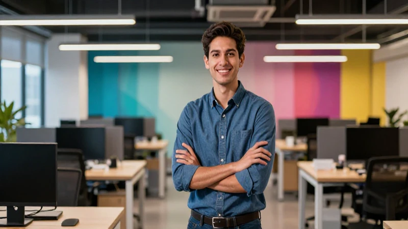 Joven profesional mexicano en oficina moderna