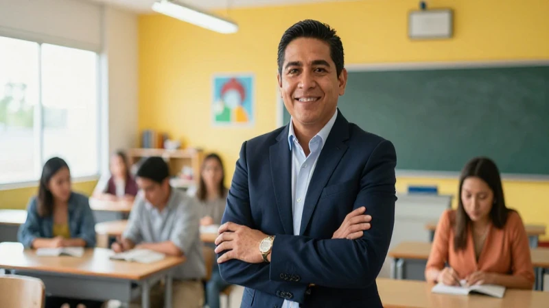 Maestro mexicano en moderno aula