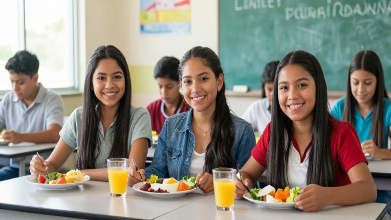 Estudiante mexicano feliz en desayuno moderno