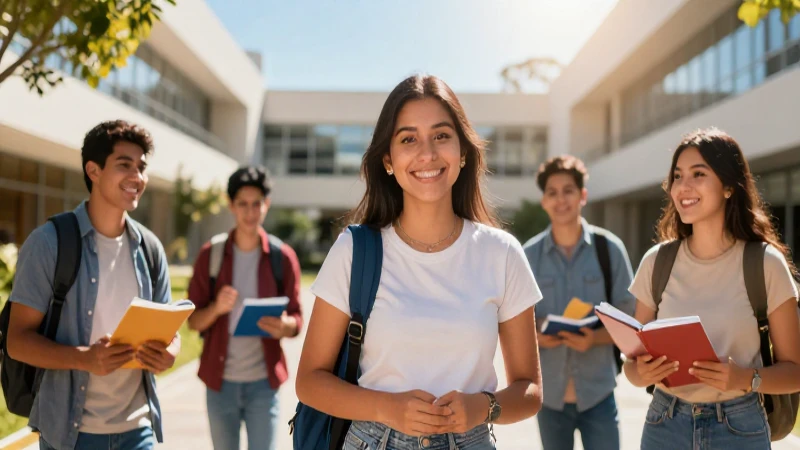 Estudiantes mexicanos universitarios con éxito en su campus