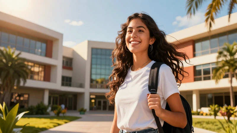 Ilustración de estudiante mexicano exitoso en campus