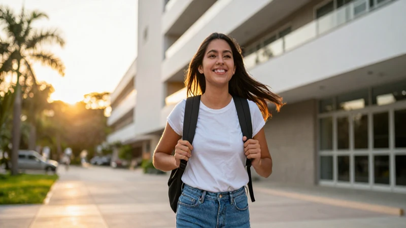 Joven mexicana estudiando con luz dorada
