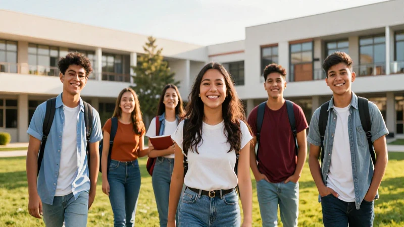 Estudiantes mexicanos sonriendo en campus universitario