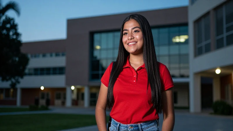 Estudiante mexicano en campus universitario moderno