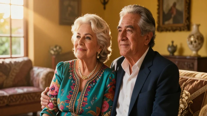 Elegante pareja mexicana bajo luz de atardecer