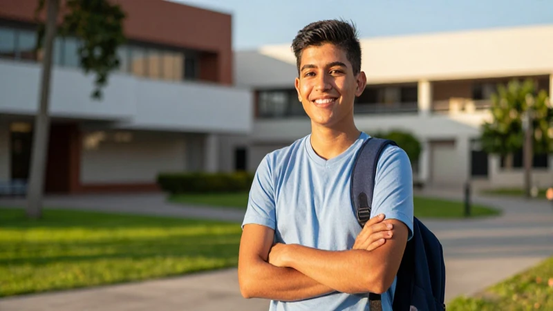 Estudiante mexicano dinámico con luz dorada