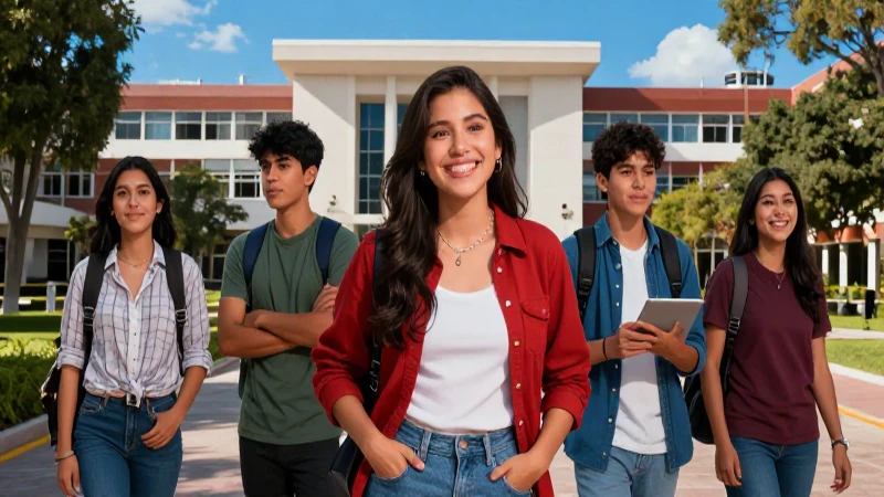 Estudiantes mexicanos vibrantes en un campus académico