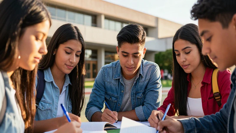 Estudiantes mexicanos estudian juntos con optimismo
