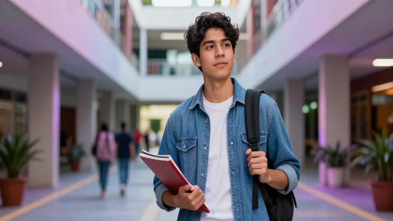 Estudiante mexicano en campus, realismo y calidad 8k