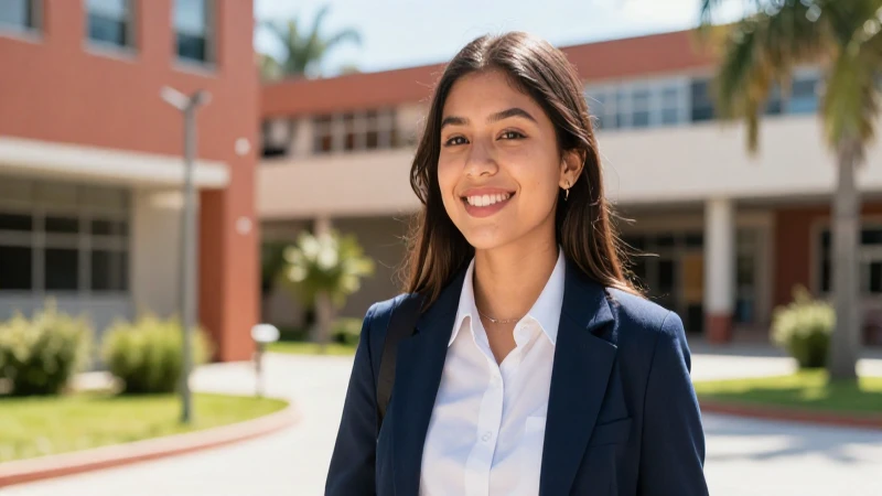 Estudiante mexicano alegre en vibrante campus