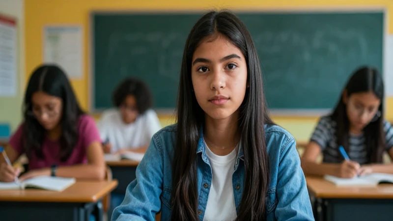 Estudiante mexicano exitoso en un aula vibrante