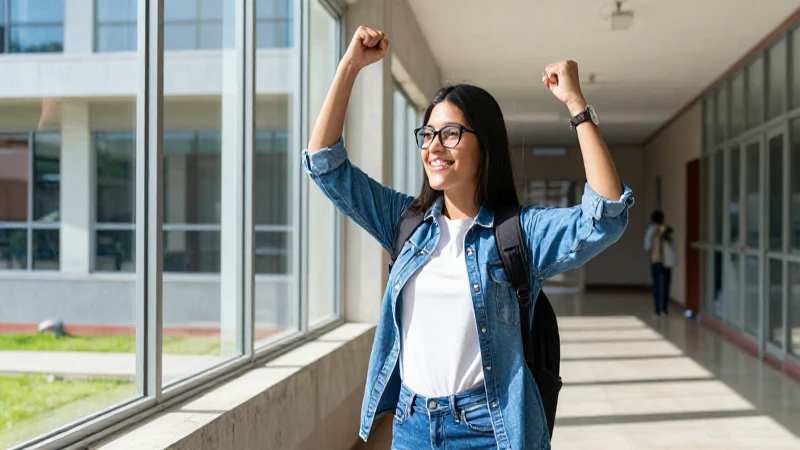 Estudiante mexicano celebra éxito universitario con luz vibrante