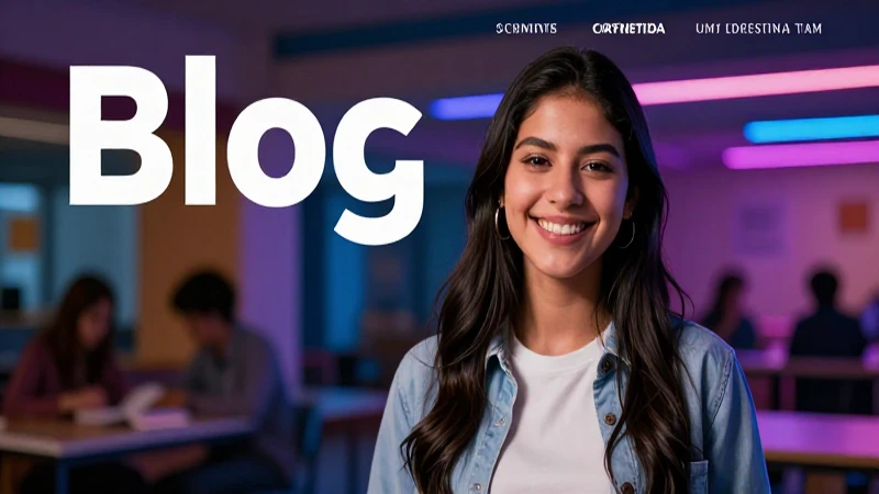 Estudiante mexicana sonriente en ambiente académico vibrante
