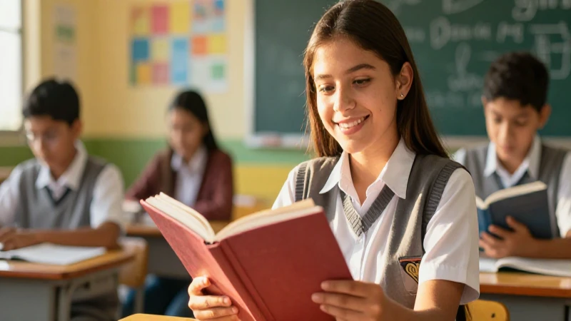 Estudiante mexicano bajo luz dorada