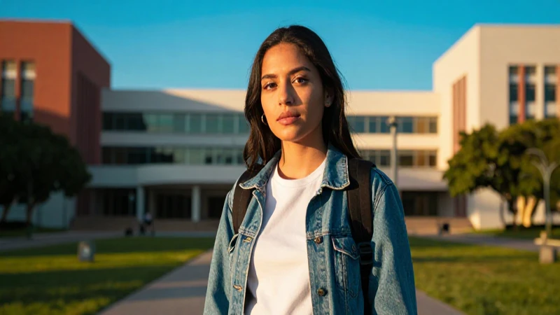 Joven estudiante mexicano en un campus moderno