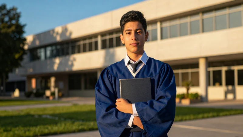 Estudiante mexicano universitario en la luz dorada