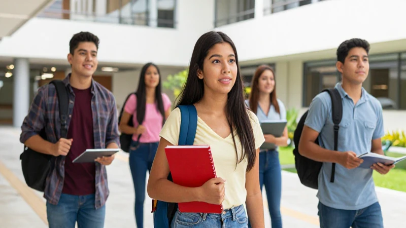 Estudiantes mexicanos exitosos en un campus vibrante