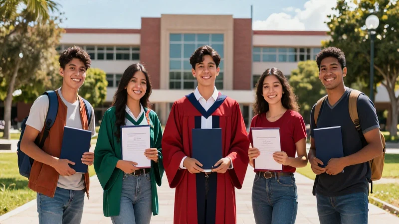 Estudiantes mexicanos celebrando con logro académico