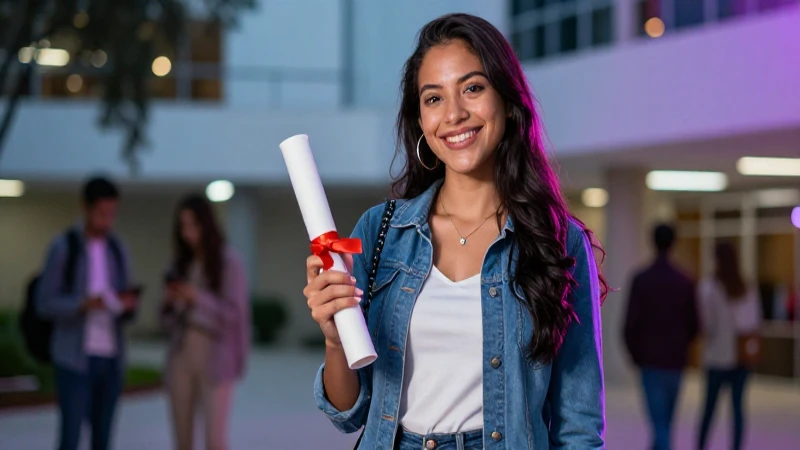 Estudiante mexicano graduado con diploma