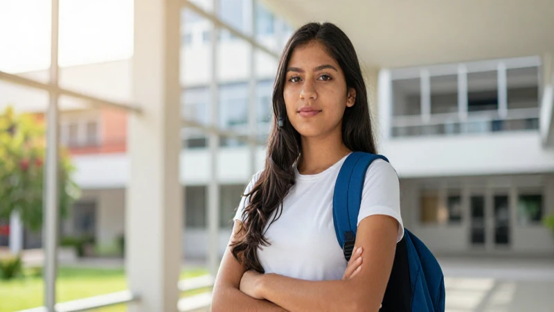 Joven estudiante mexicano con mirada decidida y profesional