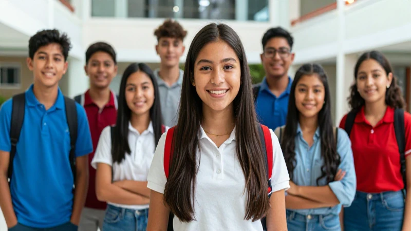 Estudiantes mexicanos sonriendo en un campus moderno