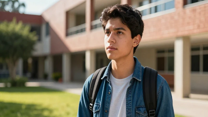 Estudiante mexicano universitario exitoso bajo luz dramática