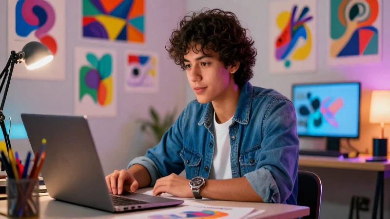Joven mexicano creativo en un estudio dinámico