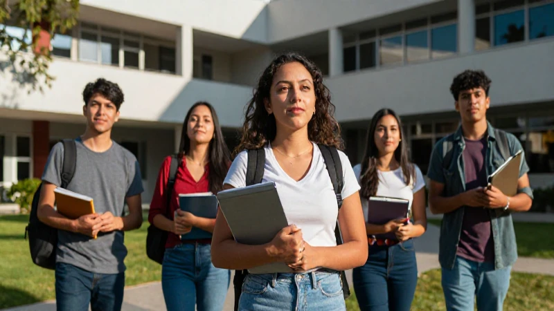 Jóvenes mexicanos vibrantes en campus universitario
