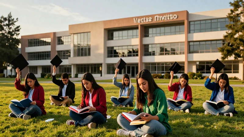 Estudiantes mexicanos en campus universitario moderno