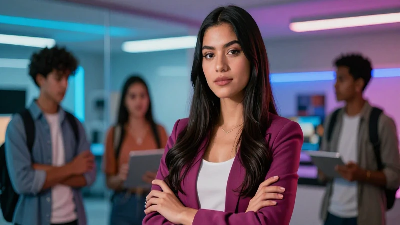 Retrato profesional de estudiante mexicana ambiciosa