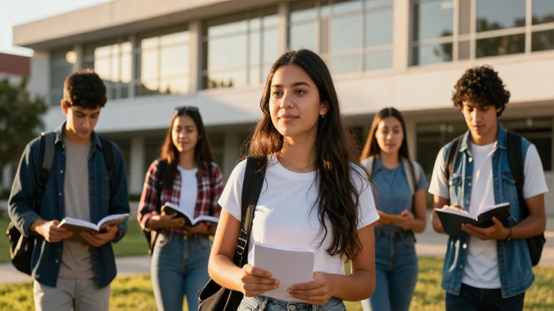 Estudiante universitario mexicano en campus moderno