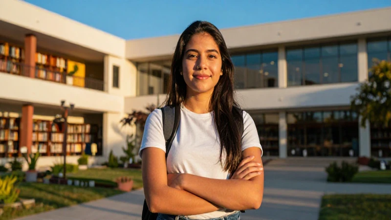 Estudiante universitario mexicano exitoso en la biblioteca moderna