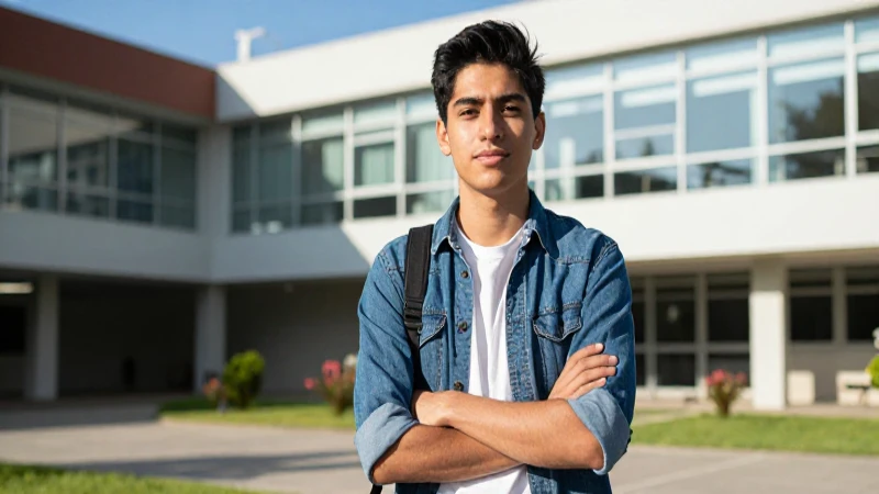 Estudiante mexicano seguro en universidad