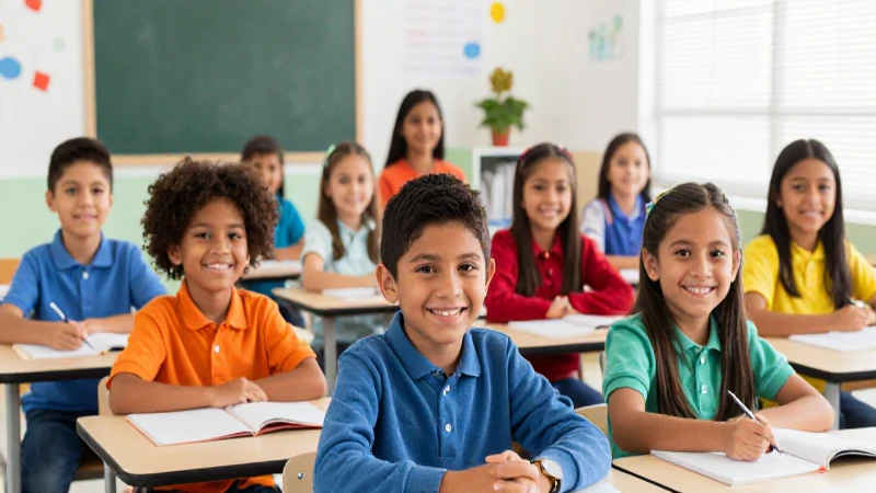 Estudiantes mexicanos sonrientes en aula moderna
