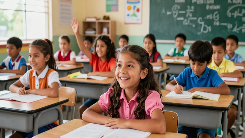 Niños mexicanos alegres logran éxito en clases