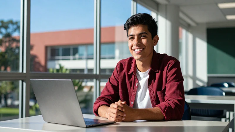 Joven mexicano sonríendo en oportunidad educativa