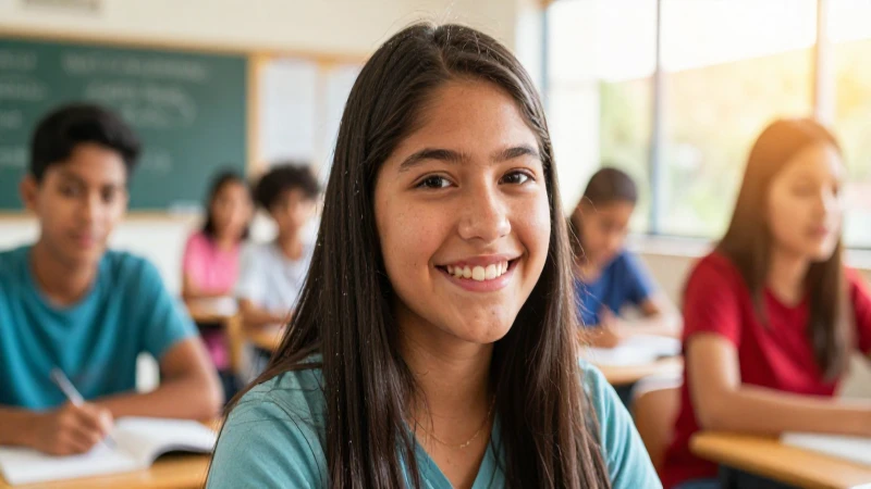 Sonrisa de estudiante mexicano en luz dorada