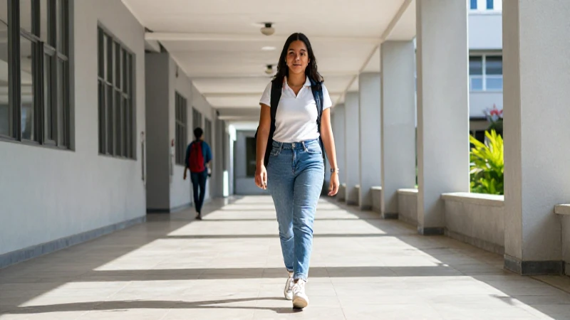 Estudiante mexicana confiada en universidad moderna