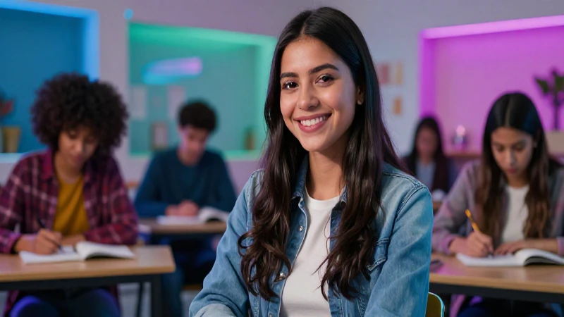 Estudiante mexicano sonriente estudia con confianza