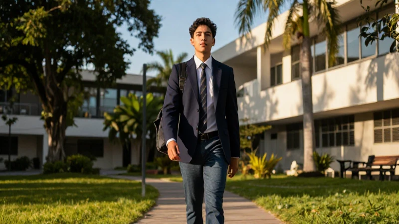 Estudiante mexicano en campus dorados