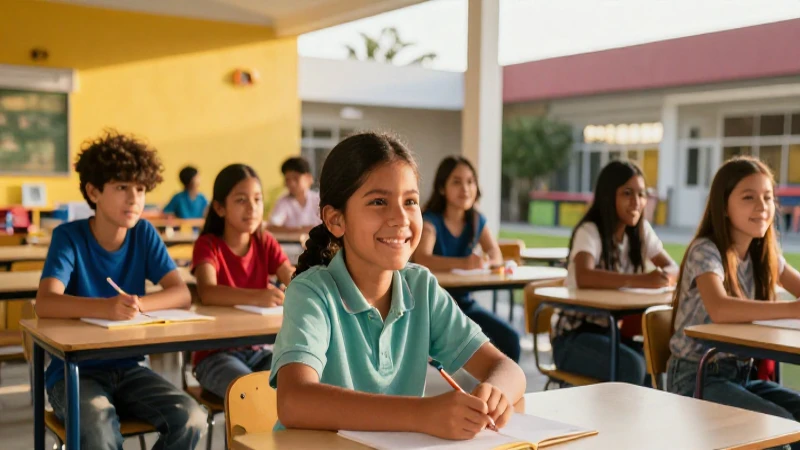 Estudiante mexicano sonriente en campus soleado moderno